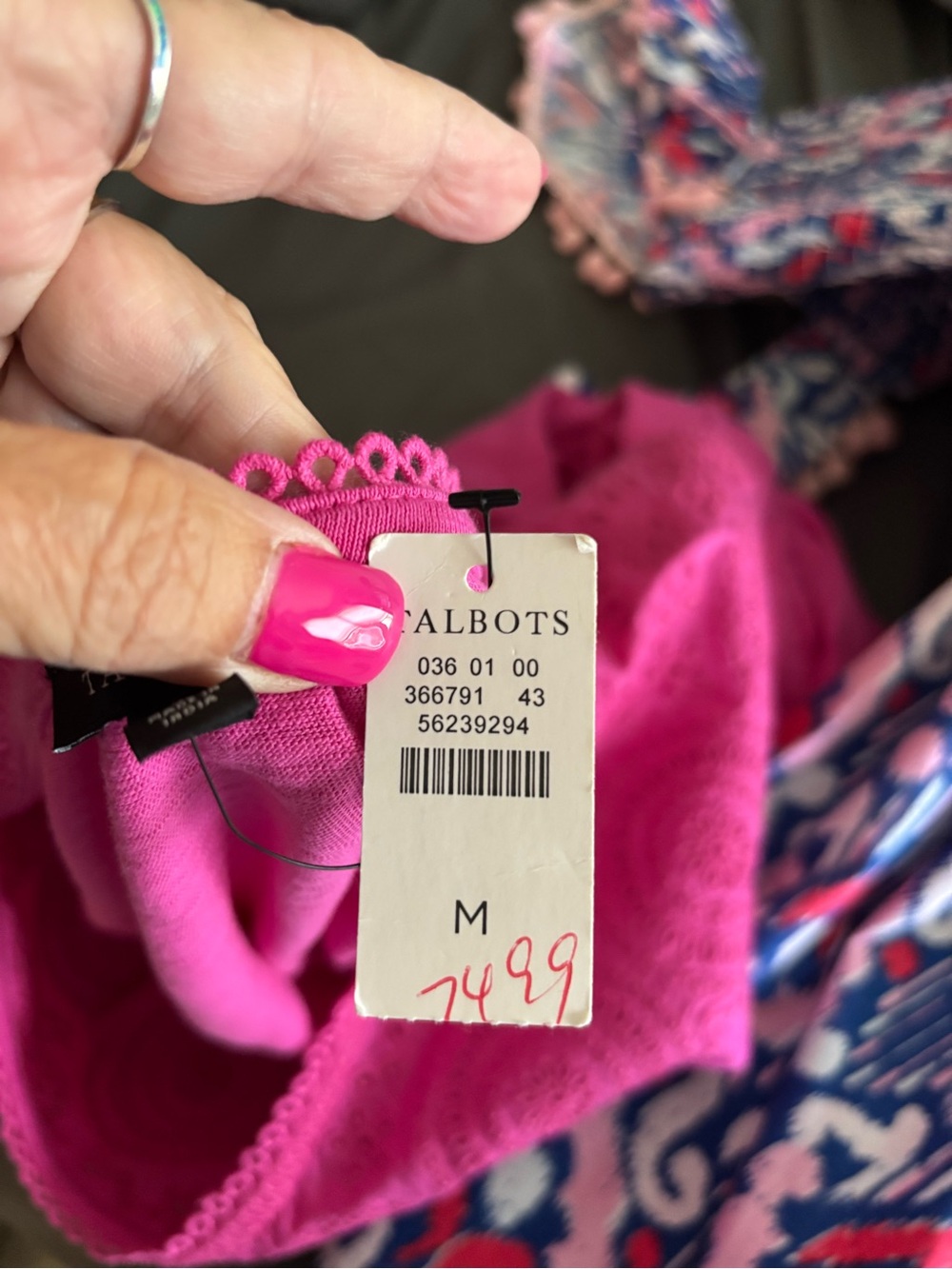 Talbots Bright Pink Tie-Waist Lace Yoke Women's Dress - Picture 4 of 7